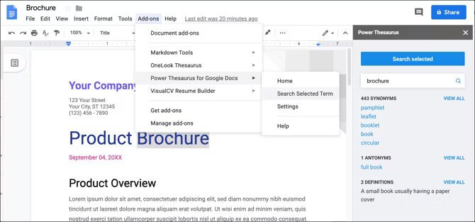 How to Finally Add a Thesaurus to Google Docs