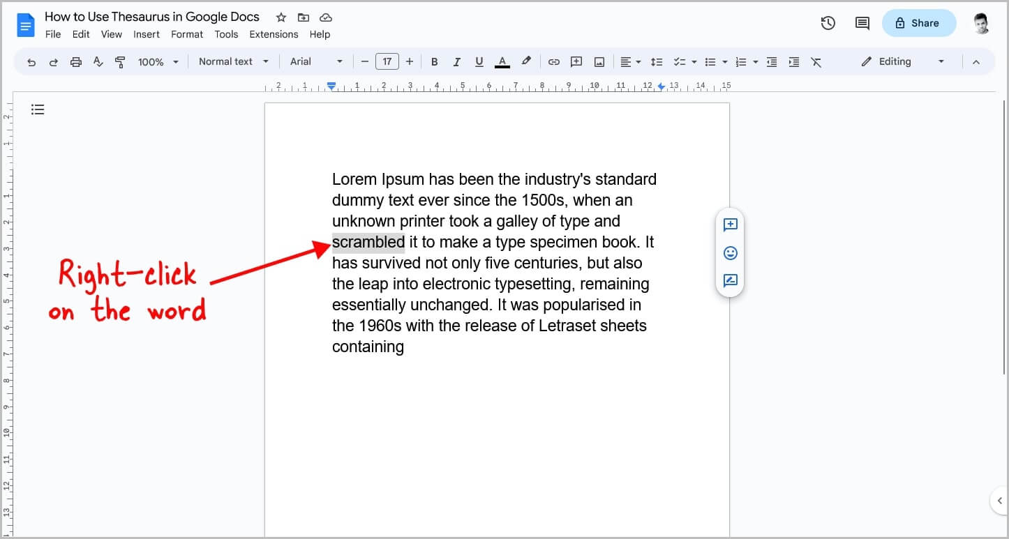 How to Use Thesaurus in Google Docs